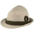 Produktbild: Breiter Original Herren Trachtenhut Filzhut Wanderhut Spitzkopf 100% Wolle mit Wollkordel - Hellgrau S