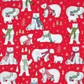 Produktbild: Geschenkpapier Eisbären mit bunten Schals 70cm x 2m Rolle Rot - Rot
