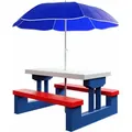 Produktbild: Spielwerk® Kindersitzgruppe Sonnenschirm Uv Schutz Stecksystem Waschbar Abs Kunststoff Wasser Wetterfest Outdoor Picknicktisch Kindertisch Gartenmöbel