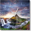 Produktbild: DEQORI Glasuhr 30x30 cm Zahlen 'Kirchberg Panorama' Wanduhr Glas Uhr Design leise