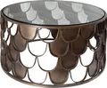 Produktbild: riess-ambiente Runder Couchtisch ABSTRACT 60cm antik messing Metall Glas Industrial Fischschuppen Design Beistelltisch Tisch
