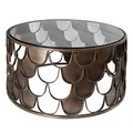 Produktbild: Riess Ambiente Industrial Couchtisch Abstract 60cm antik Messing im Fischschuppen Design Wohnzimmertisch Tisch