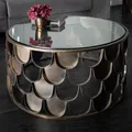 Produktbild: Runder Couchtisch ABSTRACT 60cm antik messing Metall Glas Industrial Tisch