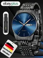 Produktbild: Herren Uhr Armbanduhr Männer Uhr Datum Luxus Edelstahl Herrenuhr Quarz Schwarz