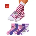 Produktbild: Socken H.I.S, Damen, Gr. 19-22, lila (lila, pink), Baumwollmischung, gemustert, Socken Socken, in 5 farbenfrohen Designs