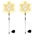Produktbild: LED Gartenstecker Stern 2er Set mit Timer - 66 x 23 cm - Garten Deko Weihnachts Beleuchtung warm weiß - Weihnachten Winter Advent Außen Dekoration Batterie betrieben