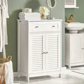 Produktbild: SoBuy Badezimmerschrank Kommode – Vielseitiges Badmöbel mit Schublade, feuchtigkeitsbeständig – Platzsparender Schrank Weiß, 60x87x35cm, FRG238-W