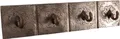 Produktbild: GURU SHOP 4èr Vintage Wandhaken mit Messingverzierungen, Indische Garderobenleiste, Schlüsselbrett, Gold, 9x39x4 cm