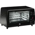 Produktbild: HOMCOM Mini Backofen 10 Liter 750W Kleiner Elektrobackofen mit Temperatur bis zu 230 °C Timer 60 Minuten Backblech und Rost 36,5x26x22 cm Schwarz - Schwarz