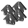 Produktbild: STAHLWERK Schweißmagnet 4er Set – je 22,6 kg (50 lbs) Haftkraft, 45° | 90° | 135° Winkel, starke Magnet-Schweißwinkel mit Rundloch zum präzisen Positionieren von Werkstücken bei Löt- & Schweißarbeiten