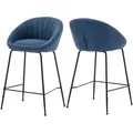Produktbild: 2er Set Barhocker aus Stoff Barstuhl mit Lehne Tresenhocker mit Metallbeine Küche, Blau