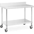 Produktbild: Royal Catering - Rollbarer Edelstahl Arbeitstisch Edelstahltisch Aufkantung 60 x 120 cm 158 kg