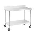 Produktbild: Edelstahltisch mit Rollen - PREMIUM - 60 x 120 cm - 158 kg - Aufkantung - Royal Catering RCAT-120/60-WS
