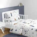 Produktbild: MTOnlinehandel Kinderbettwäsche Weltall & Raketen Motiv Kleinkinder Bettwäsche Babybett Bettbezug 100x135 & Kissenbezug 40x60 Öko-Tex Baumwolle mit Reißverschluss (Weltall)