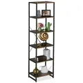Produktbild: Relaxdays Standregal, Dunkelbraun, Holzwerkstoff, Metall, 50x180x35 cm, Wohnzimmer, Regale, Bücherregale