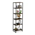 Produktbild: Relaxdays Standregal, HBT: 180 x 50 x 35 cm, 6 offene Ablagen, Beistellregal für Wohnzimmer, Küche, Flur, schwarz/braun