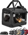 Produktbild: lionto Hundetransportbox faltbar für Reise & Auto, 50x34x36 cm, stabile Transportbox mit Tragegriffen & Decke für Katzen & Hunde bis 10 kg, robuste Hundebox aus Stoff für klein & groß, schwarz