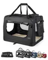 Produktbild: lionto Hundetransportbox faltbar für Reise & Auto, 50x34x36 cm, stabile Transportbox mit Tragegriffen & Decke für Katzen & Hunde bis 10 kg, robuste Hundebox aus Stoff für klein & groß, schwarz