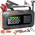 Produktbild: 14-In-1 7000A Starthilfe Powerbank für Pkw mit Kompressor 160PSI, 26800mAh Auto Starthilfe mit Notfall Kit, Starter Powerbank für All Benzin/12L Diesel, 5 LED-Licht, Reifenreparaturset, Notfallhammer