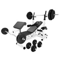 Produktbild: GORILLA SPORTS®Hantelbank mit Gewichten - 170 cm Hantelstange, 40/70/100 kg Hantelset, Beincurler, Butterfly, Dip-station, Curlpult - Trainingsbank, Fitnessstation, Kraftstation mit Langhantel