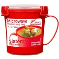 Produktbild: Sistema Microwave mittelgroße Mikrowellen-Suppentasse | 656 ml mikrowellenfester Lebensmittelbehälter mit Dampfventil| BPA-frei | rot