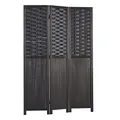 Produktbild: Homestyle4u 2002, Paravent Raumteiler Holz Schwarz 3 teilig Rattan Optik Trennwand Sichtschutz
