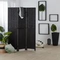 Produktbild: Raumteiler 3 tlg Trennwand Holz Paravent Sichtschutz Schwarz Rattan Homestyle4u