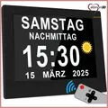 Produktbild: HZ Digitaluhr 8 Zoll mit Fernbedienung, Kalenderuhr für Senioren, Schwarz, 19