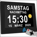 Produktbild: 2025 Neu: 19 Alarm Digitale Kalenderuhr für Senioren 8 Zoll mit Fernbedienung