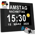 Produktbild: Digitaluhr 8 Zoll mit Fernbedienung – Große Kalenderuhr für Senioren, Schwarz