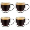 Produktbild: Creano doppelwandige Espresso-Gläser mit Henkel, 4er-Set 100ml, Mokkatassen, Thermo-Gläser mit Schwebe-Effekt