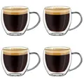 Produktbild: doppelwandige Espresso-Gläser mit Henkel 4er-Set 100ml Mokkatassen Thermo-Glä...