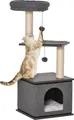 Produktbild: PawHut Katzenkratzbaum Katzenspielzeug Kletterbaum Spielmöglichkeiten Spielsisal Spielseil PB-Platte Sisal Dunkelgrau 40 x 40 x 104 cm