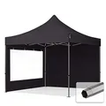 Produktbild: TOOLPORT Faltzelt Faltpavillon Pavillon 3x3m - mit 2 Seitenteilen (Panoramafenster) Premium Dach Partyzelt schwarz