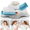 Produktbild: Glückstoff® Orthopädisches Kissen für alle Schlaftypen | Kopfkissen Nackenschmerzen aus Memory Foam | Nackenstützkissen Ergonomisches Kopfkissen - Weiß