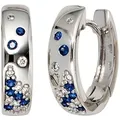 Produktbild: Paar Creolen JOBO, weiß (weißgold 585), Ohrringe, Damen, SI = kleine Einschlüsse, Diamanten Weißgold 585, Diamanten, Weißgold 585, 585 Weißgold mit 18 Diamanten und Safir