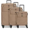 Produktbild: Redolz Essentials 12 THREE SET 4 Rollen Kofferset 3-teilig mit Dehnfalte  braun