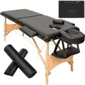 Produktbild: TECTAKE 2 Zonen Massageliege-Set Freddi mit 5cm Polsterung, Rollen und Holzgestellschwarz