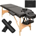 Produktbild: TecTake GmbH 2 Zonen Massageliege-Set Freddi mit 5cm Polsterung, Rollen und Holzgestell - schwarz 404745