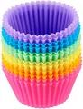Produktbild: Amazon Basics Rund Wiederverwendbare Backförmchen aus Silikon, 12 Stück (backofenfest bis 220 °C), Mehrfarbig