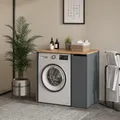 Produktbild: Vicco Waschmaschinenschrank Viktor, 93.6 x 88.2 cm Waschmaschinenunterschrank, Anthrazit/Goldkraft Eiche