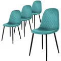 Produktbild: Esszimmerstühle 4er Set, Petrol, Küchenstuhl mit Samtbezug, Wohnzimmerstuhl mit Rückenlehne, Polsterstuhl mit Metallbeinen, Ergonomischer Stuhl für