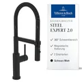 Produktbild: Villeroy & Boch Steel Expert 2.0 Hochdruck-Küchenarmatur mit Umschaltfunktion und 360° schwenkbarem Auslauf mit Spiralfeder, Laminarstrahl, 170 mm Auslaufhöhe, Fingerabdruck-resistent, Matt Black