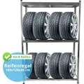 Produktbild: Reifenregal Reifenständer Werkstattregal Schwerlastregal Lagerregal 180x120x40cm - Silber