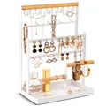 Produktbild: ProCase Schmuckständer Schmuckhalter für Ohrring Ohrstecker Ketten Schmuck Organizer Jewelry Ständer mit 15 Haken, 40 Löcher Ohrringhalter Schmuckaufbewahrung für Halsketten Armbänder Ringe -Weiß