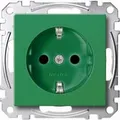 Produktbild: Schutzkontakt-Steckdose mit erhöhtem Berührungsschutz und Sicherheitsversorgung SV grün, Retail
