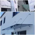 Produktbild: Glasvordach Edelstahl Vordach für Haustür Türvordach Überdachung VSG 13 mm Glas, Größe:225 x 90 cm, Glasart:Grauglas