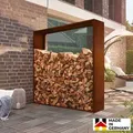 Produktbild: HOME DELUXE - Holzlager NANGA - 180x180x38 cm, wetterbeständig, edle Rostoptik I Holzlager Brennholzlager Kaminholzregal - Braun