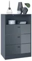 Produktbild: Vladon Kommode Pino V2 (Anrichte, mit 3 Schubladen & 1 offenem Fach), Anthrazit matt/Grau Hochglanz (56 x 86,5 x 36 cm)