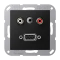 Produktbild: Jung MAA1072SWM CinchAudio, Miniklinke, VGA, MultimediaAnschlussystem Cinch Audio / Miniklinke 3,5 mm / VGA, Serie A, graphitschwarz matt